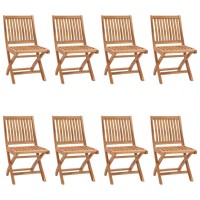 vidaXL Folding Patio Chairs with Cushions 8 pcs Solid Teak Wood