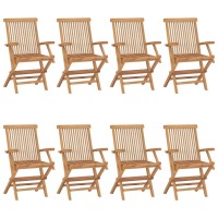 vidaXL Patio Chairs 8 pcs Solid Teak Wood