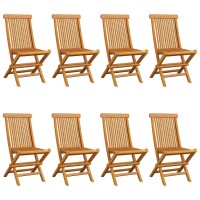 vidaXL Patio Chairs with Anthracite Cushions 8 pcs Solid Teak Wood