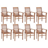 Vidaxl Stacking Dining Chairs 8 Pcs Solid Teak Wood
