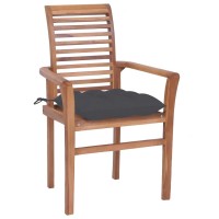 vidaXL Dining Chairs 6 pcs with Anthracite Cushions Solid Teak Wood