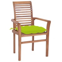 vidaXL Dining Chairs 6 pcs with Bright Green Cushions Solid Teak Wood