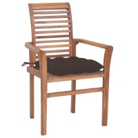 vidaXL Dining Chairs 8 pcs with Taupe Cushions Solid Teak Wood