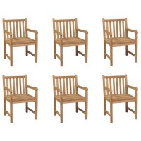 vidaXL Patio Chairs 6 pcs Solid Teak Wood