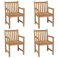 vidaXL Patio Chairs 4 pcs with Green Cushions Solid Teak Wood