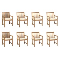 vidaXL Patio Chairs 8 pcs with Cream Cushions Solid Teak Wood