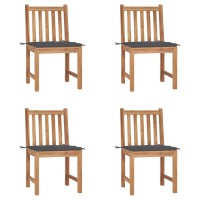 vidaXL Patio Chairs 4 pcs with Cushions Solid Teak Wood