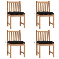 vidaXL Patio Chairs 4 pcs with Cushions Solid Teak Wood