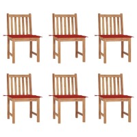 Vidaxl Patio Chairs 6 Pcs With Cushions Solid Teak Wood