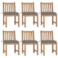 vidaXL Patio Chairs 6 pcs with Cushions Solid Teak Wood