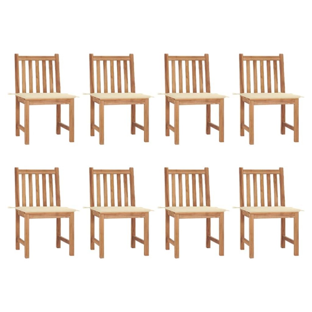 vidaXL Patio Chairs 8 pcs with Cushions Solid Teak Wood