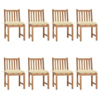 vidaXL Patio Chairs 8 pcs with Cushions Solid Teak Wood