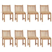 vidaXL Patio Chairs 8 pcs with Cushions Solid Teak Wood