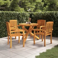 vidaXL 5 Piece Patio Dining Set Solid Wood Teak