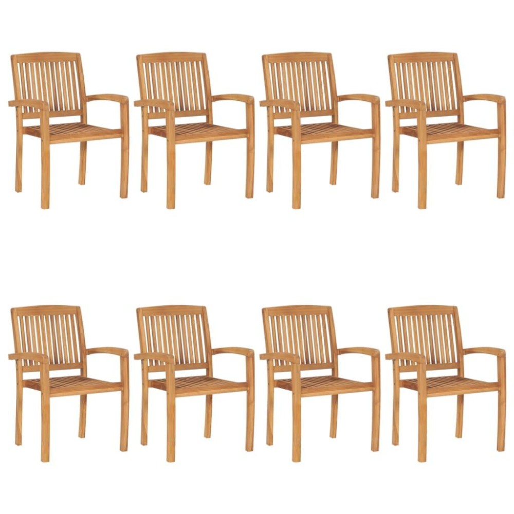 vidaXL Stacking Patio Chairs 8 pcs Solid Teak Wood