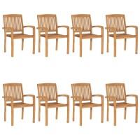 vidaXL Stacking Patio Chairs 8 pcs Solid Teak Wood