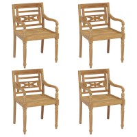 vidaXL Batavia Chairs 4 pcs Solid Teak Wood