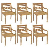 vidaXL Batavia Chairs 6 pcs Solid Teak Wood