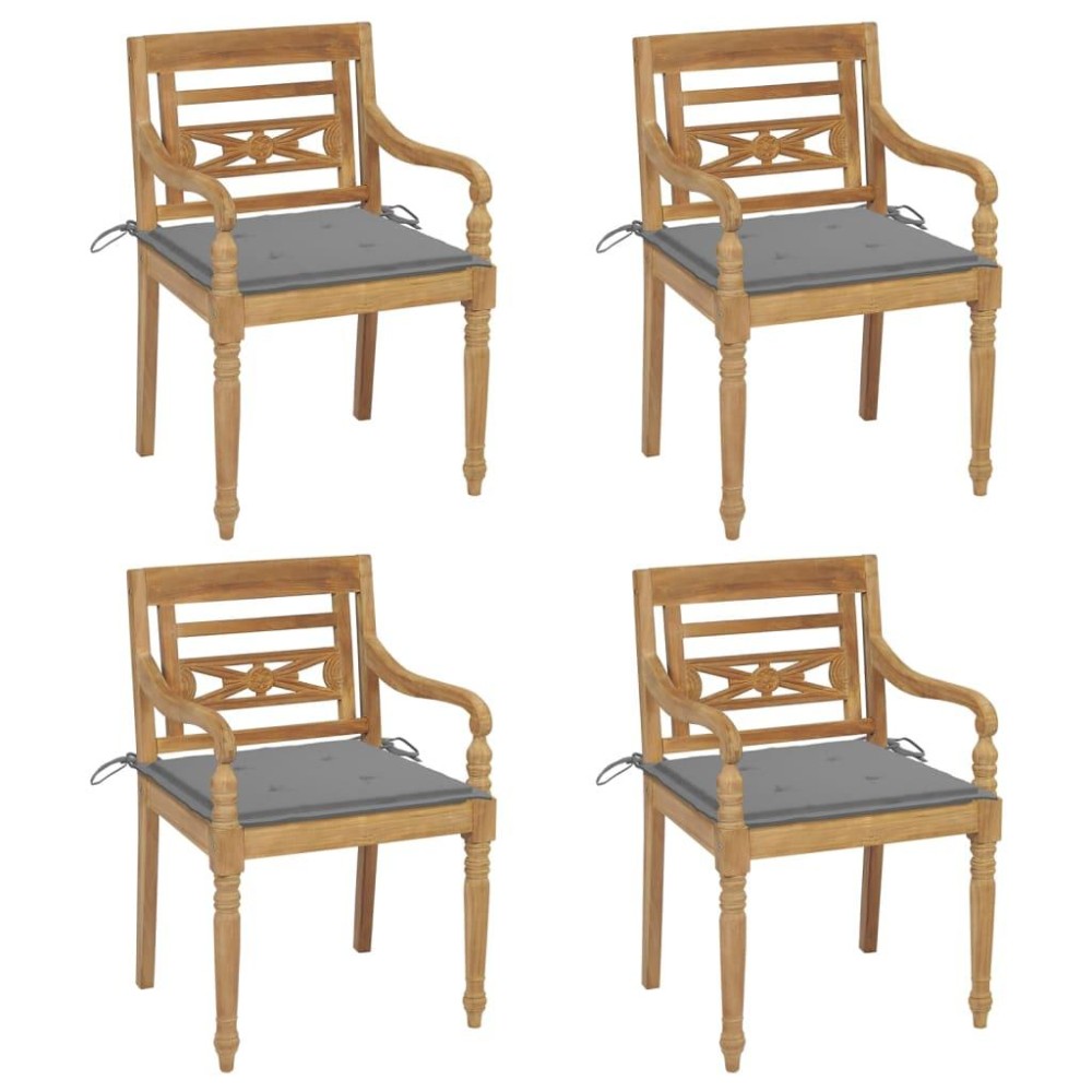 vidaXL Batavia Chairs with Cushions 4 pcs Solid Teak Wood