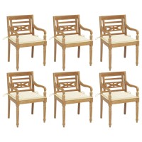 vidaXL Batavia Chairs with Cushions 6 pcs Solid Teak Wood