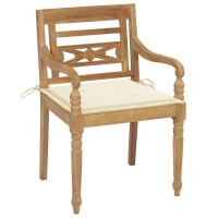 vidaXL Batavia Chairs with Cushions 6 pcs Solid Teak Wood