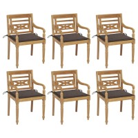 vidaXL Batavia Chairs with Cushions 6 pcs Solid Teak Wood