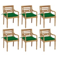 vidaXL Batavia Chairs with Cushions 6 pcs Solid Teak Wood