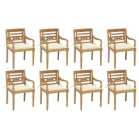 vidaXL Batavia Chairs with Cushions 8 pcs Solid Teak Wood