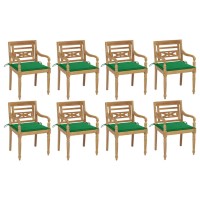 vidaXL Batavia Chairs with Cushions 8 pcs Solid Teak Wood