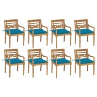 vidaXL Batavia Chairs with Cushions 8 pcs Solid Teak Wood