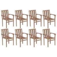 vidaXL Stackable Patio Chairs 8 pcs Solid Teak Wood