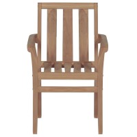 vidaXL Stackable Patio Chairs with Cushions 4 pcs Solid Teak Wood