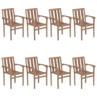 vidaXL Stackable Patio Chairs with Cushions 8 pcs Solid Teak Wood