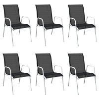 vidaXL 7 Piece Patio Dining Set Steel Black