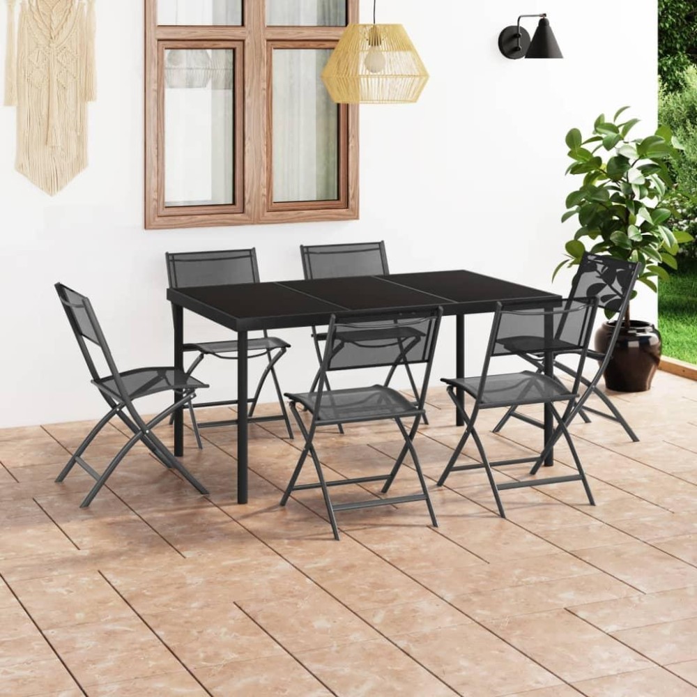 vidaXL 7 Piece Patio Dining Set Steel