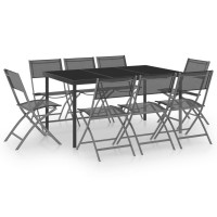 vidaXL 9 Piece Patio Dining Set Steel