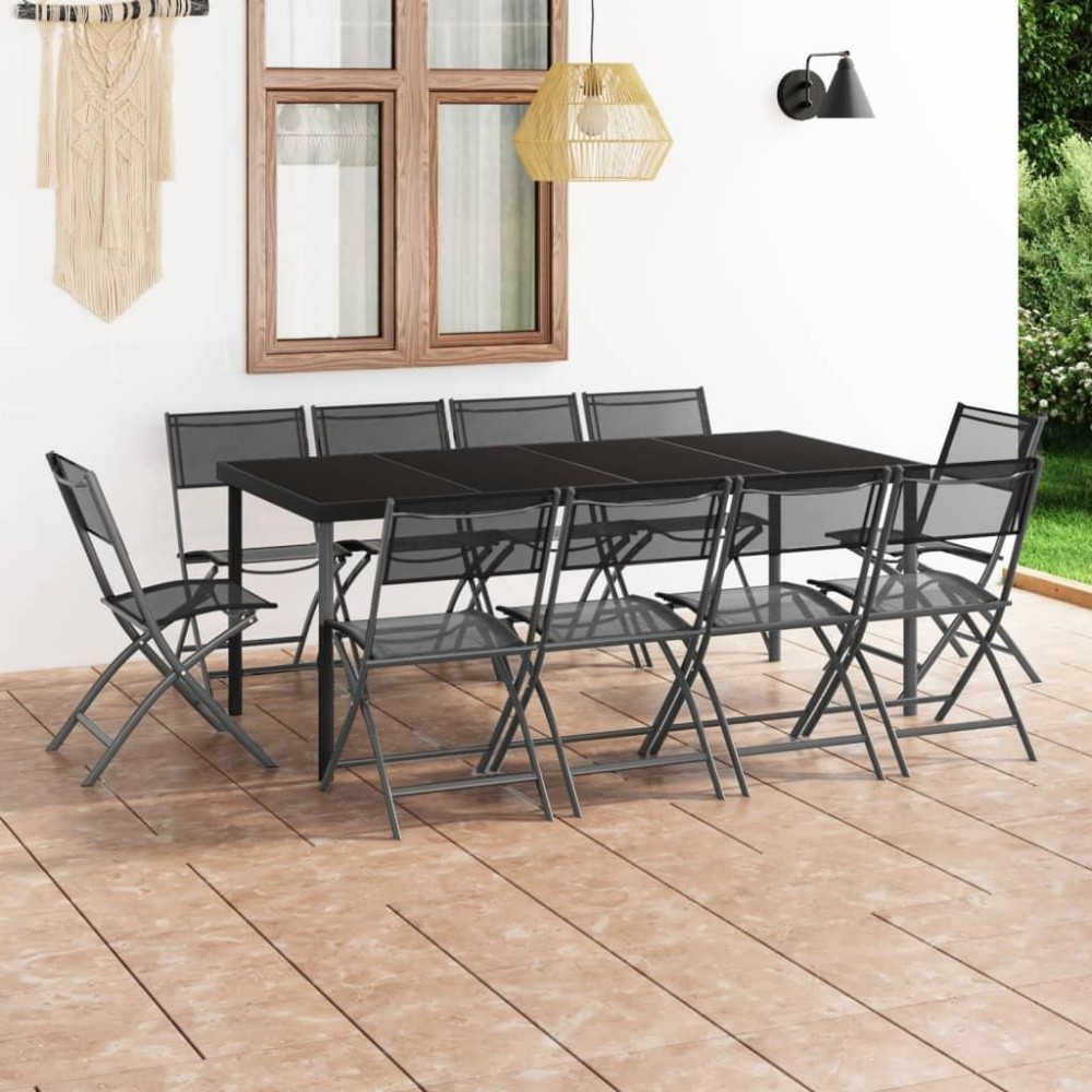 vidaXL 11 Piece Patio Dining Set Steel