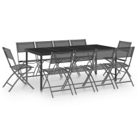 vidaXL 11 Piece Patio Dining Set Steel