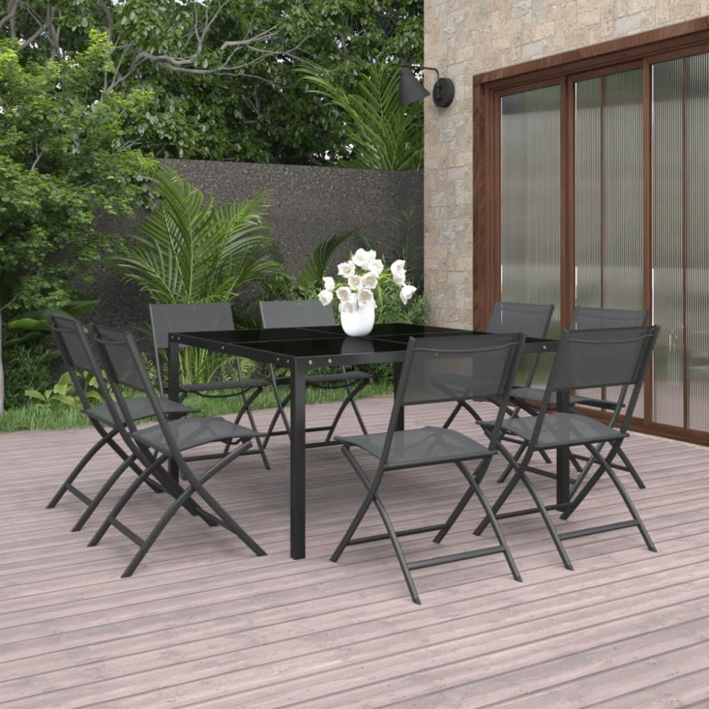 vidaXL 9 Piece Patio Dining Set Steel