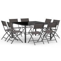 vidaXL 9 Piece Patio Dining Set Steel