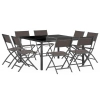 vidaXL 9 Piece Patio Dining Set Steel