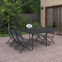 vidaXL 7 Piece Patio Dining Set Steel