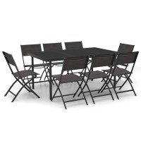 vidaXL 9 Piece Patio Dining Set Steel