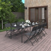 vidaXL 9 Piece Patio Dining Set Steel