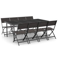 vidaXL 9 Piece Patio Dining Set Steel