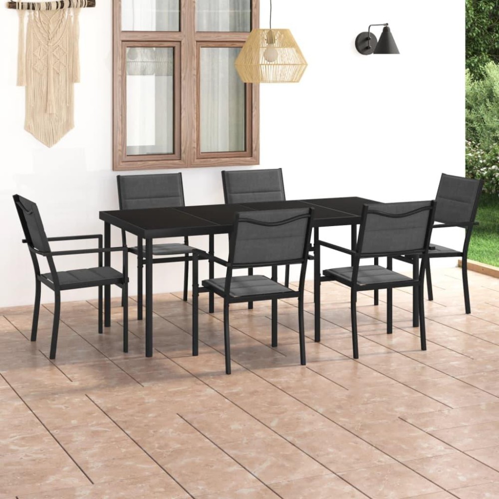 vidaXL 7 Piece Patio Dining Set Steel