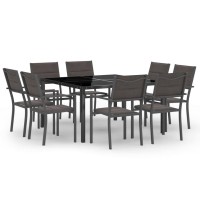 vidaXL 9 Piece Patio Dining Set Steel