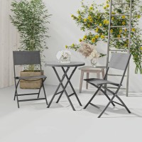 vidaXL 3 Piece Folding Bistro Set Steel Gray