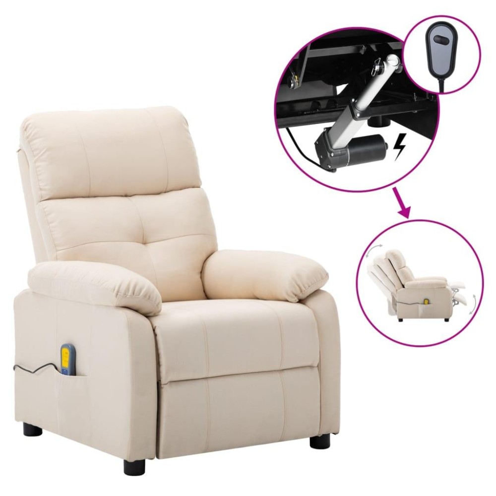 Vidaxl Massage Recliner Cream Fabric