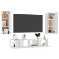 vidaXL 4 Piece TV Stand Set White Engineered Wood